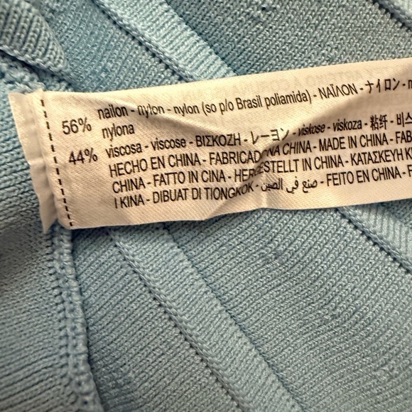 Zara Light Blue Mini Dress Formal Stretch Knit Flared Skirt Size M NWT - Picture 4 of 10